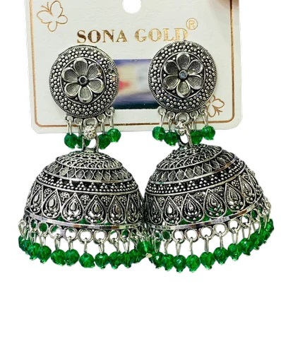 Pearl Chrome Brass Imitation Jhumka