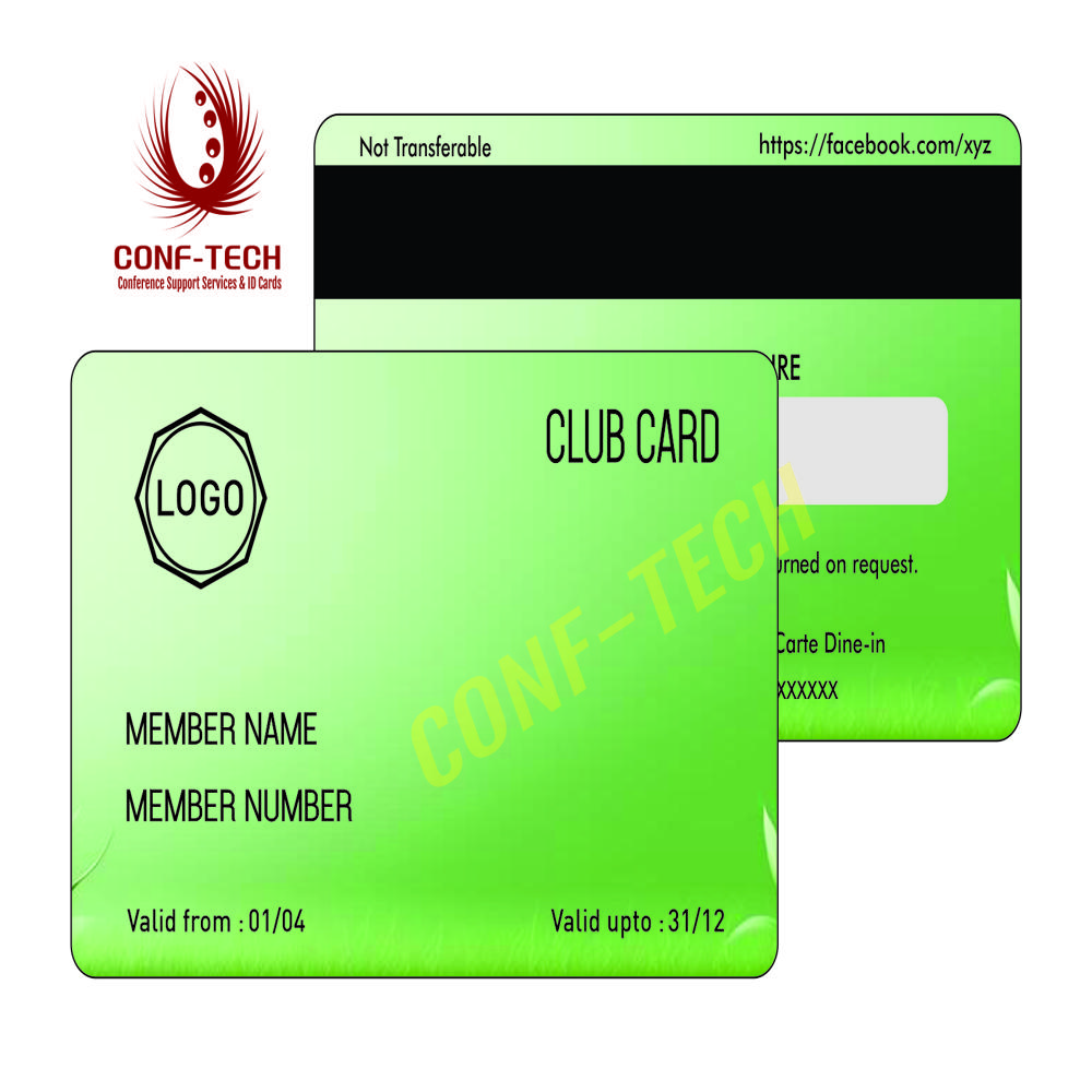 Club Card - PVC, 86x54 mm, Green Gradient, Magnetic Stripe, Customizable Personalization, Barcode/QR Encoding