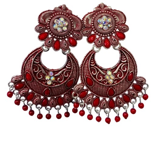 Red Brass Ladies Earring