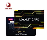 Loyalty Card - Pvc Plastic, Standard Size, Black With Gold Accents | Double-sided, Customizable, Water Resistant, Barcode/magnetic Strip Optional