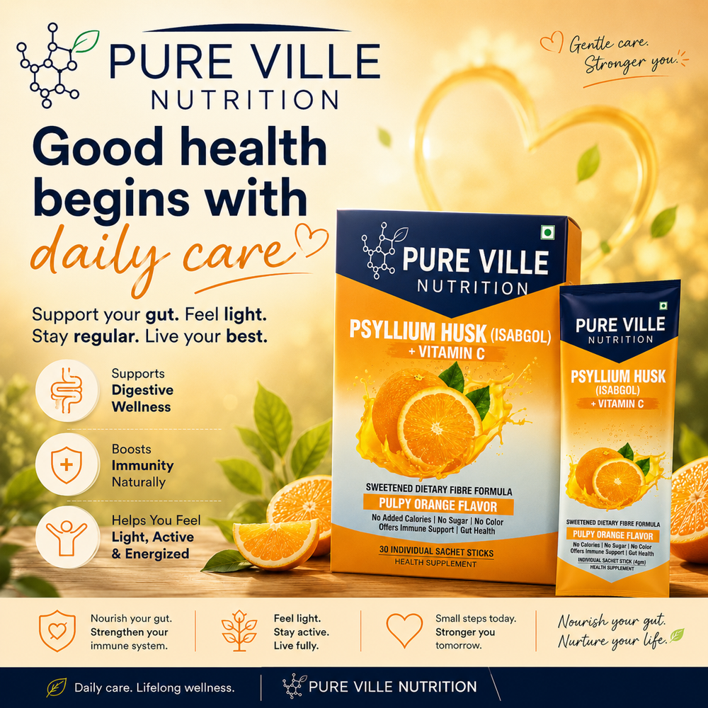Psyllium Husk Isabgol Orange + Vitamin C Sachets