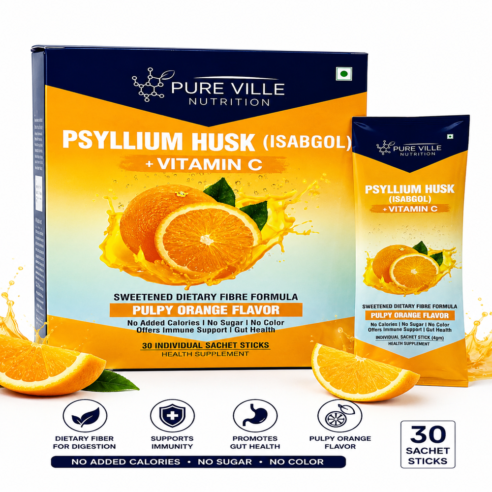 Psyllium Husk Isabgol Orange + Vitamin C Sachets