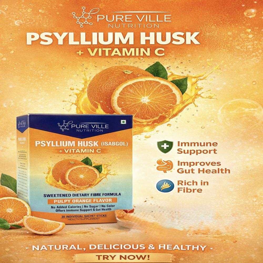 Psyllium Husk Isabgol Orange + Vitamin C Sachets