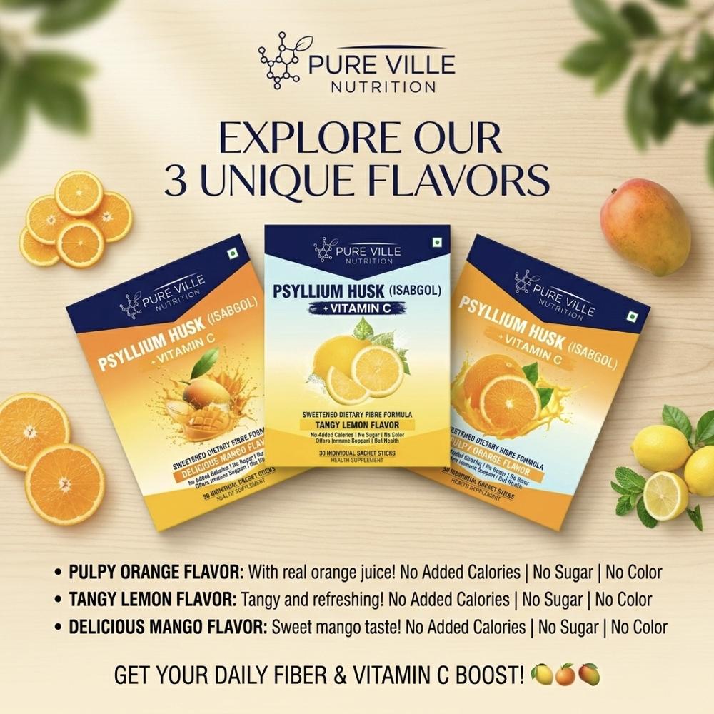 Psyllium Husk Isabgol Orange + Vitamin C Sachets