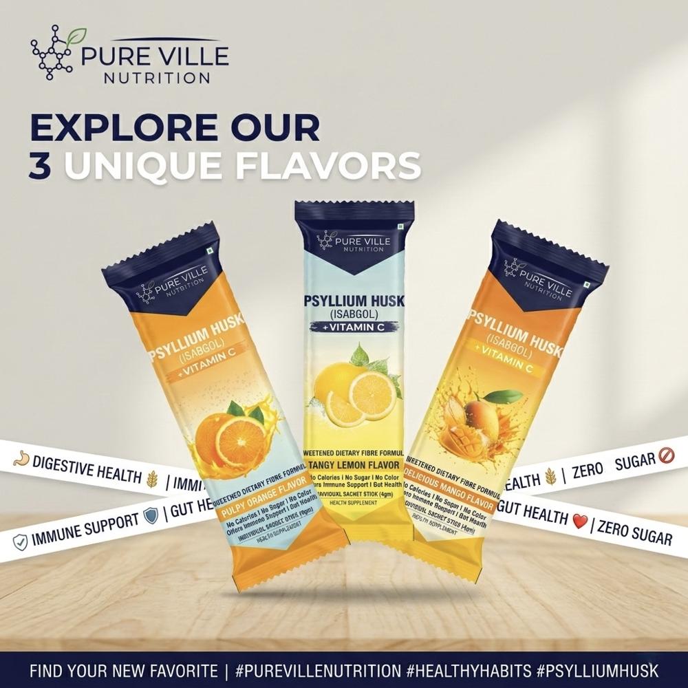 Psyllium Husk Isabgol Orange + Vitamin C Sachets