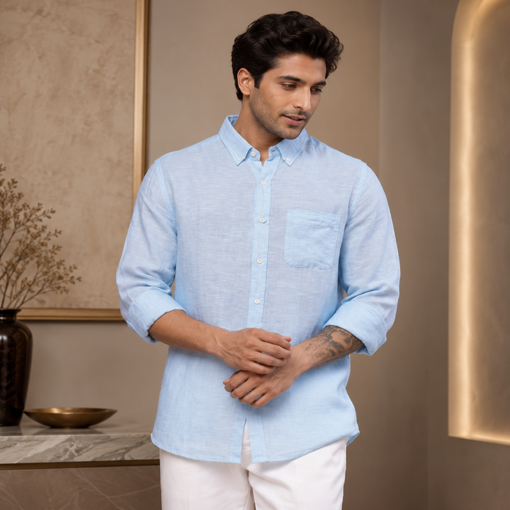 Linen Plain Solid Shirt - Age Group: 18-60