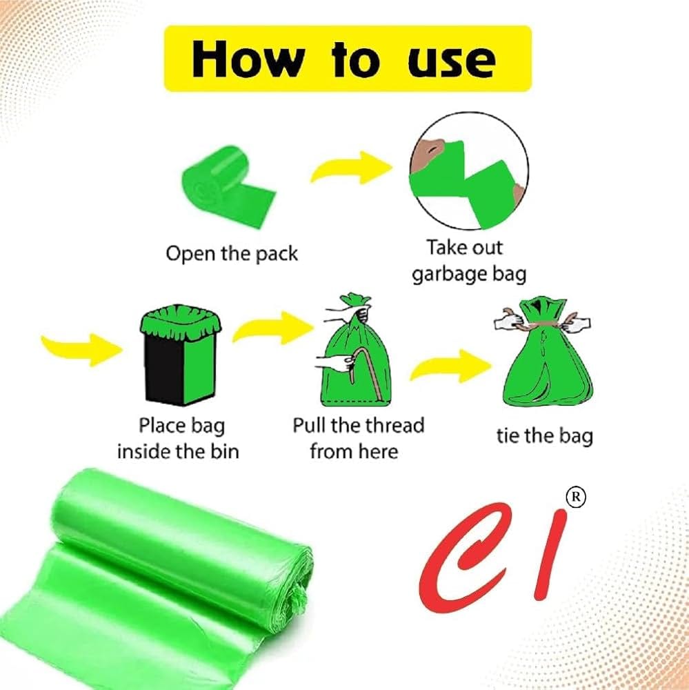 Green garbage bag roll 17x19