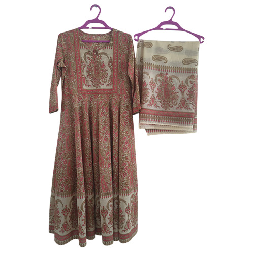 AA-07 Cotton Cambric Anarkali Kurta With Dupatta