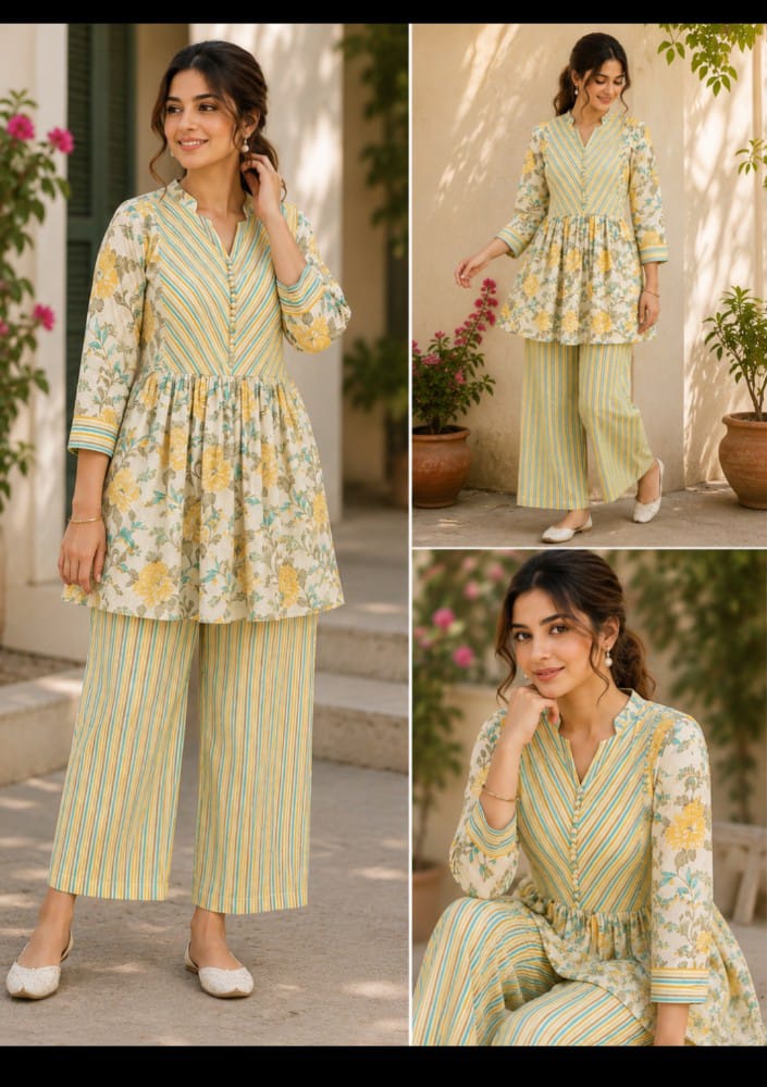 Cotton Cambric Co Ord Set - Bust Size: Varies By Size (S-Xxl) Inch (In)