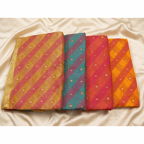 Premium Banarasi Cotton Silk Laheriya Buti Party Wear Saree