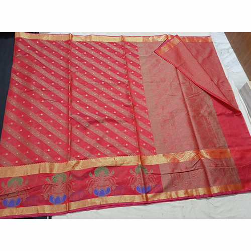 Premium Banarasi Cotton Silk Laheriya Buti Party Wear Saree