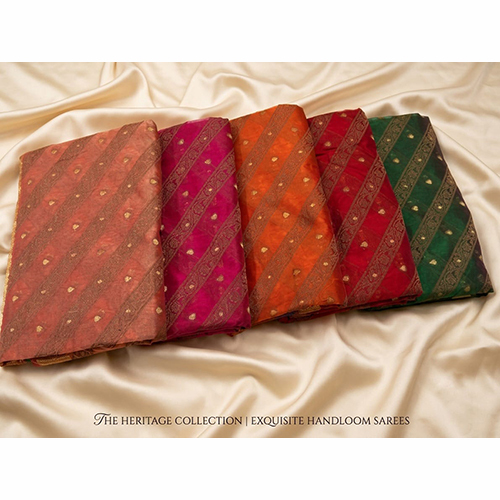 Premium Banarasi Cotton Silk Laheriya Buti Party Wear Saree