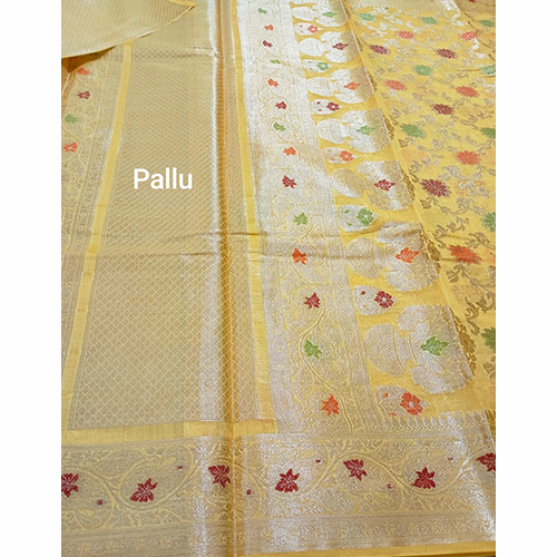 Premium Banarasi Cotton Silk Meenakari Jaal Buti Wedding Wear Saree