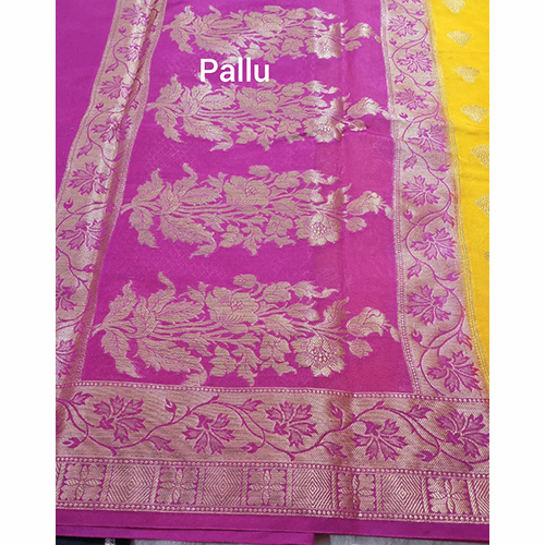 Premium Banarasi Dupien Silk Zari Buti Contrast Saree