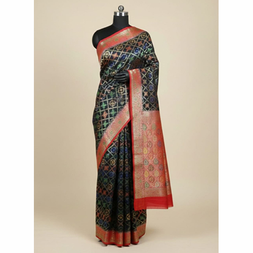 Premium Banarasi Dupien Silk Meenakari Jaal Saree