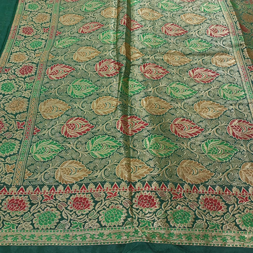 Premium Banarasi Dupien Silk Meenakari Jaal Buti Wedding Wear Saree