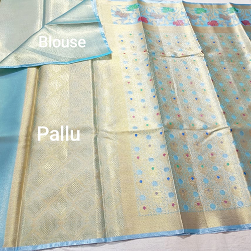 Premium Banarasi Tissue Silk Meenakari Buti Wedding Wear Saree