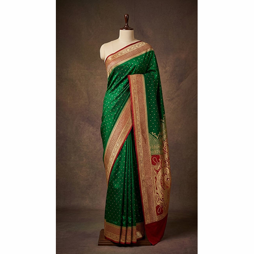 Silk Saree Jari Boty Fabric Slik