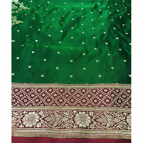 Silk Saree Jari Boty Fabric Slik