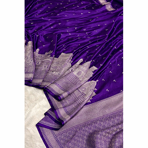 Banaras Ghats Jhanki Border Mashru Silk Saree  Pattern Type - Zari Woven Buti