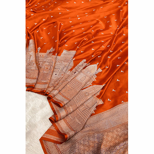 Banaras Ghats Jhanki Border Mashru Silk Saree  Pattern Type - Zari Woven Buti