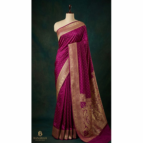 Pure Satin Silk Chunari Booty Saree