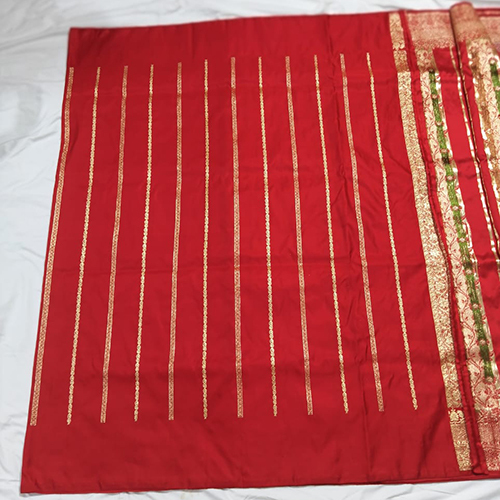 Satin Pever Jari Mena Patti Fabric Silk