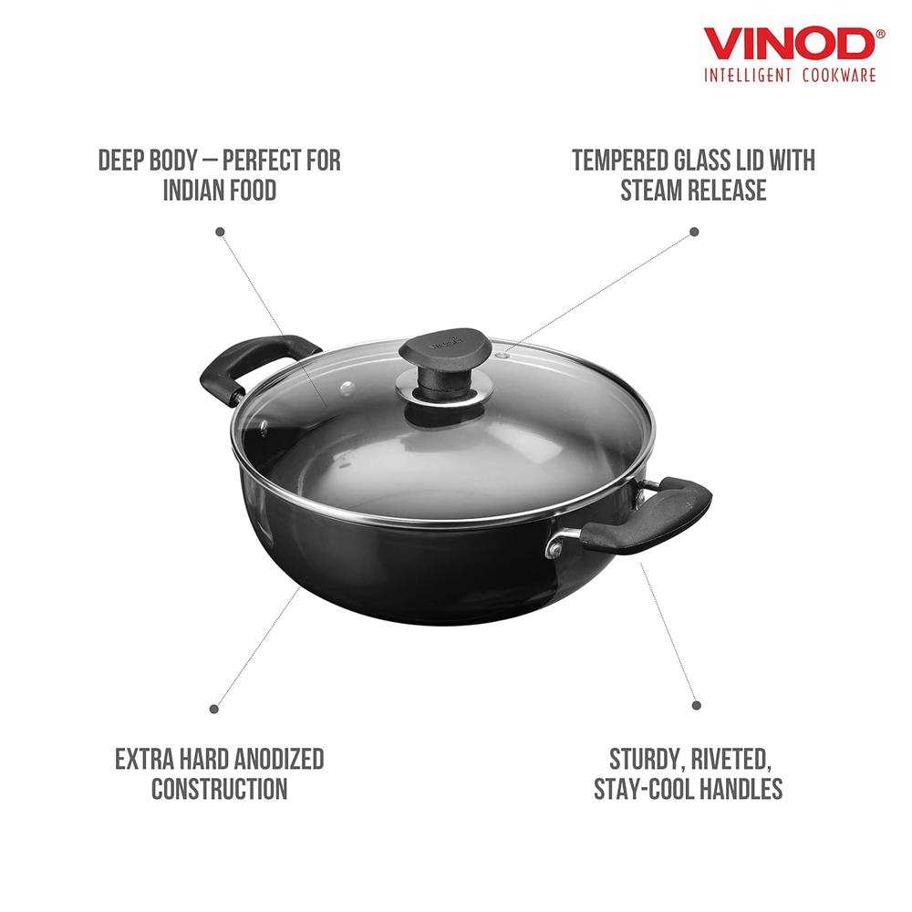 Vinod Cookware Hard Anodized Deep Kadhai