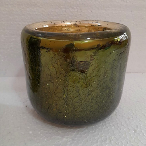 Silver And Green Rolled Lip Vase