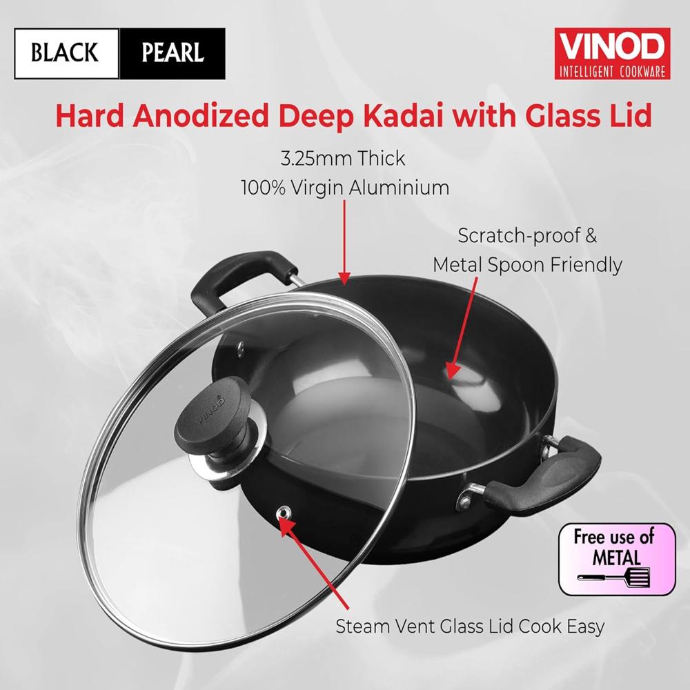 Deep Kadhai with Glass Lid