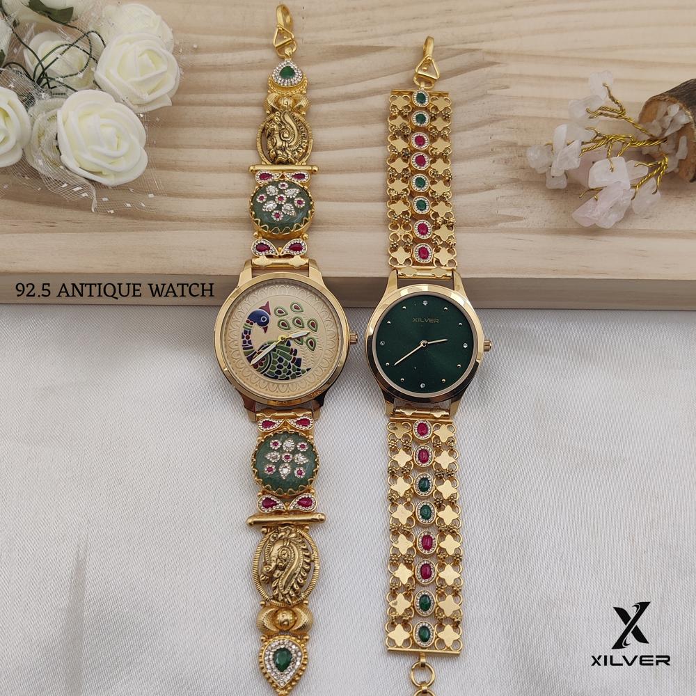 Silver 925 Antique Leadis Watch - Color: Gold