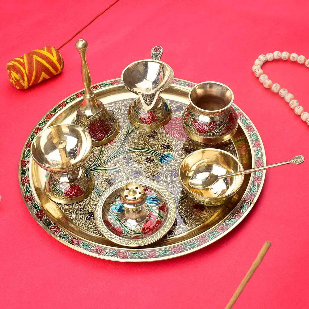 Pooja Thali - Color: Golden / Brass Finish