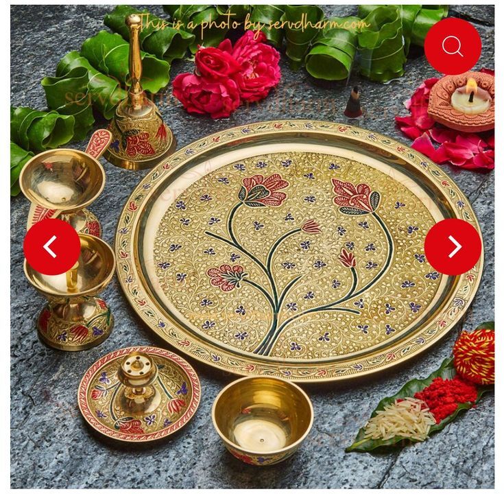 Pooja Thali - Color: Golden / Brass Finish