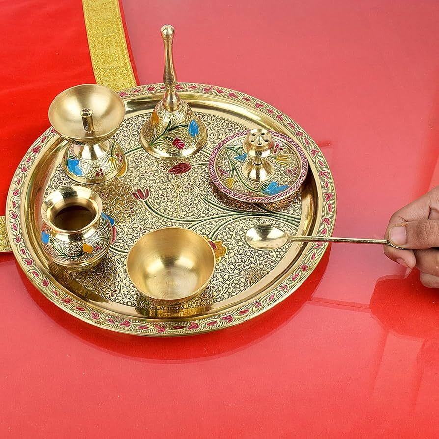 Pooja Thali - Color: Golden / Brass Finish