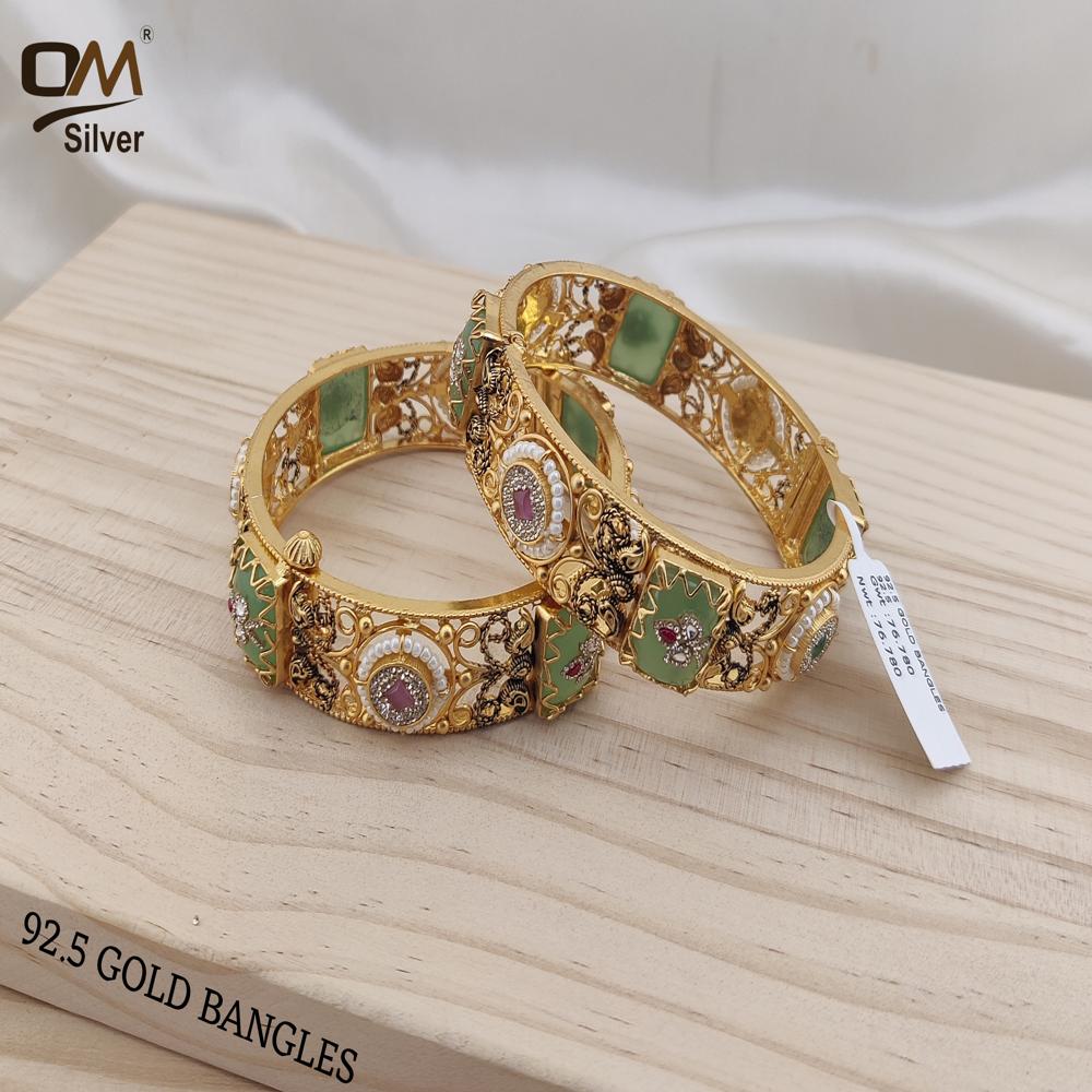 Silver 92.5 Antique Bangels - Color: Gold