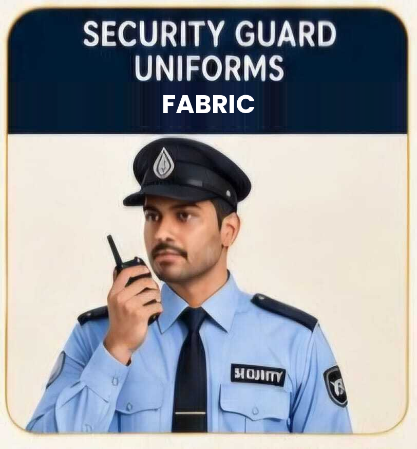 Security Guard Uniform Fabrics - Polyester Cotton Blend All Sizes Light Blue Shirt Navy Set | Double-Stitched Button Front Peaked Cap Badge