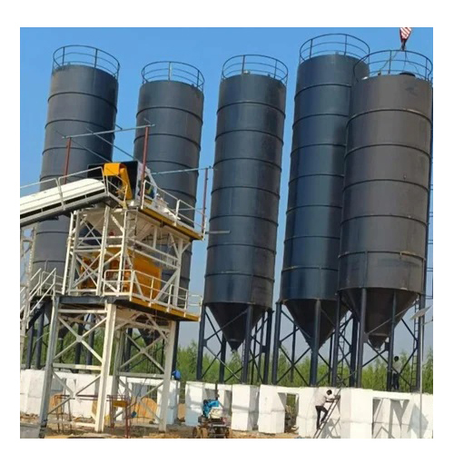 200 Ton Cement Silo - Steel, 4MM Dimension, Dark Grey, Fully Automatic Pneumatic/Screw Discharge, External Spiral Ladder, Top Guard Rails