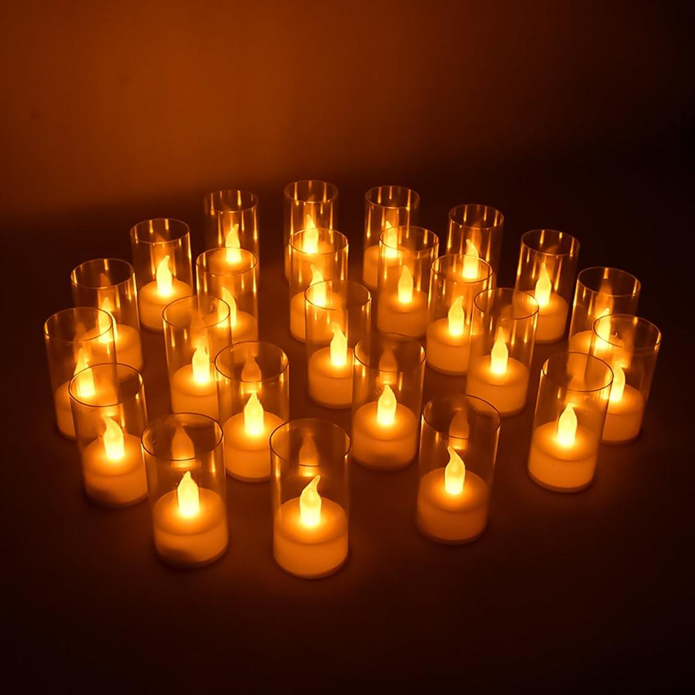 Flameless Candles With Transparent Plastic Covers Set Of 24 Pcs Led - Color: Mix