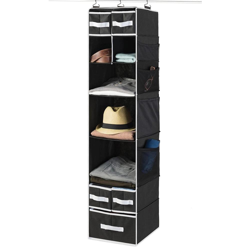 9 Shelf Hanging Closet Organizer with 5 Drawer Organizers