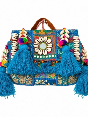 9x12 Banjara Shoulder Bag - Cotton Base Fabric, 9x12 Inches, Multicolor | Hand-Embroidered, Mirror Work, Adjustable Strap, Ethnic Tribal Design