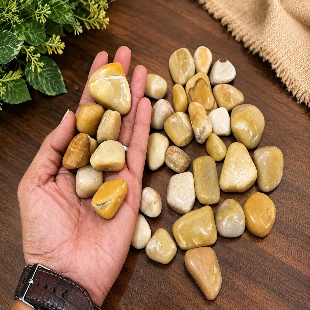 landscaping high quality golden quartz polished pebbles