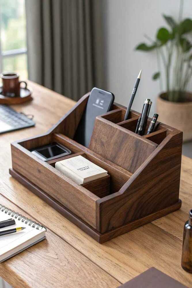 Brown Finish Desk Organizer