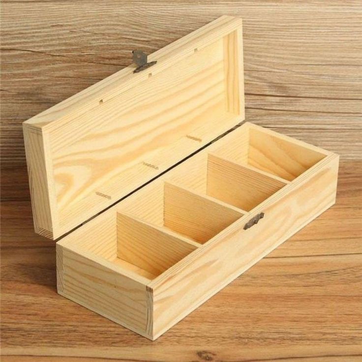 Pinewood 4 Compartment Wooden Storage Box