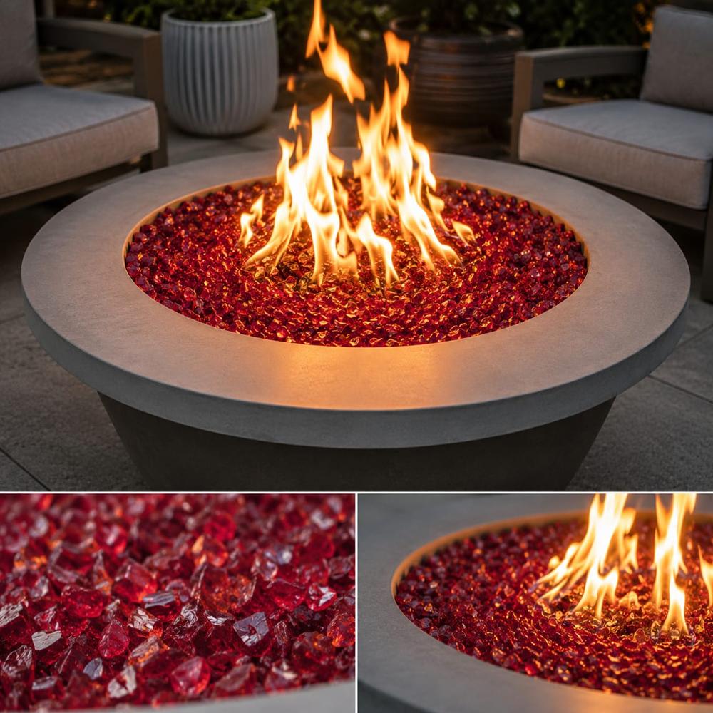 Premium red color glass crushed chips