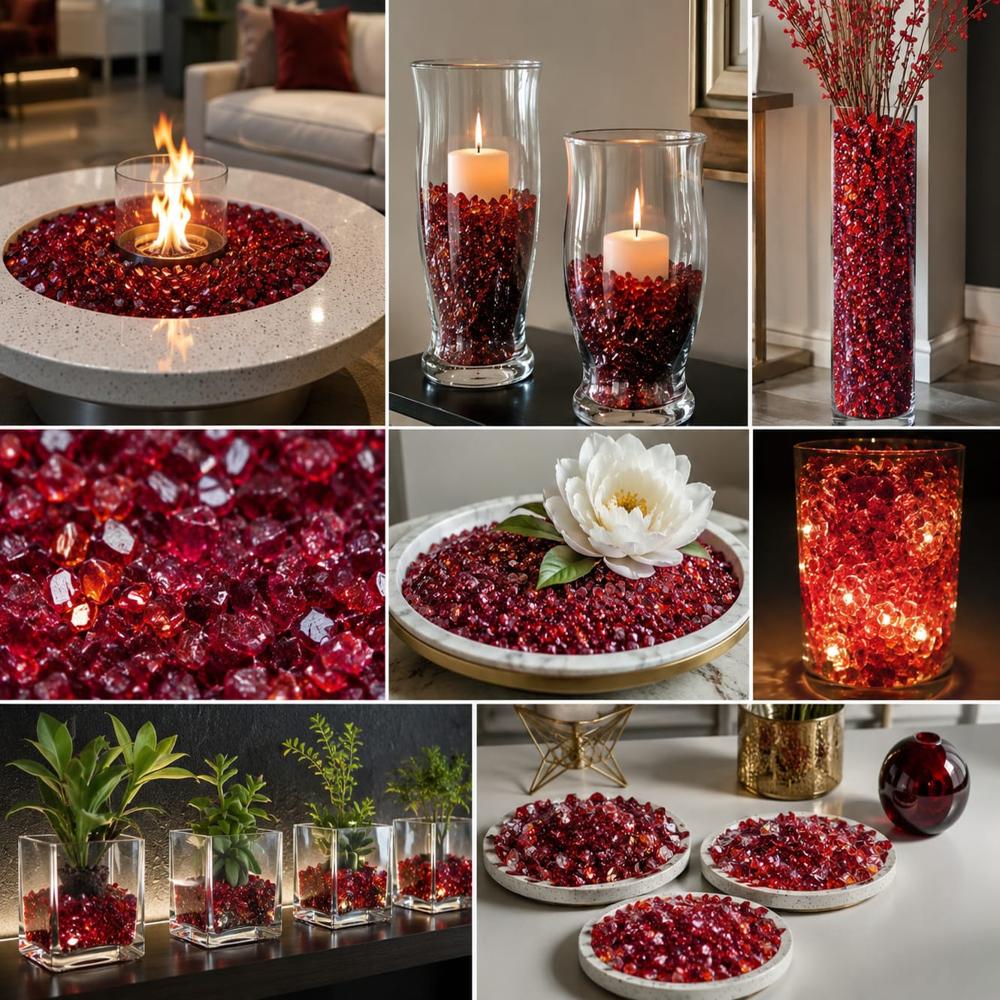 Premium red color glass crushed chips