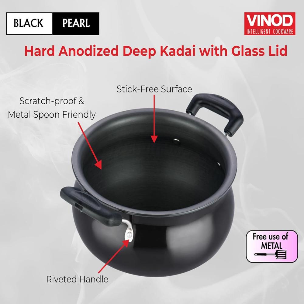 Pearl Hard Anodised Non Stick Handi with Lid
