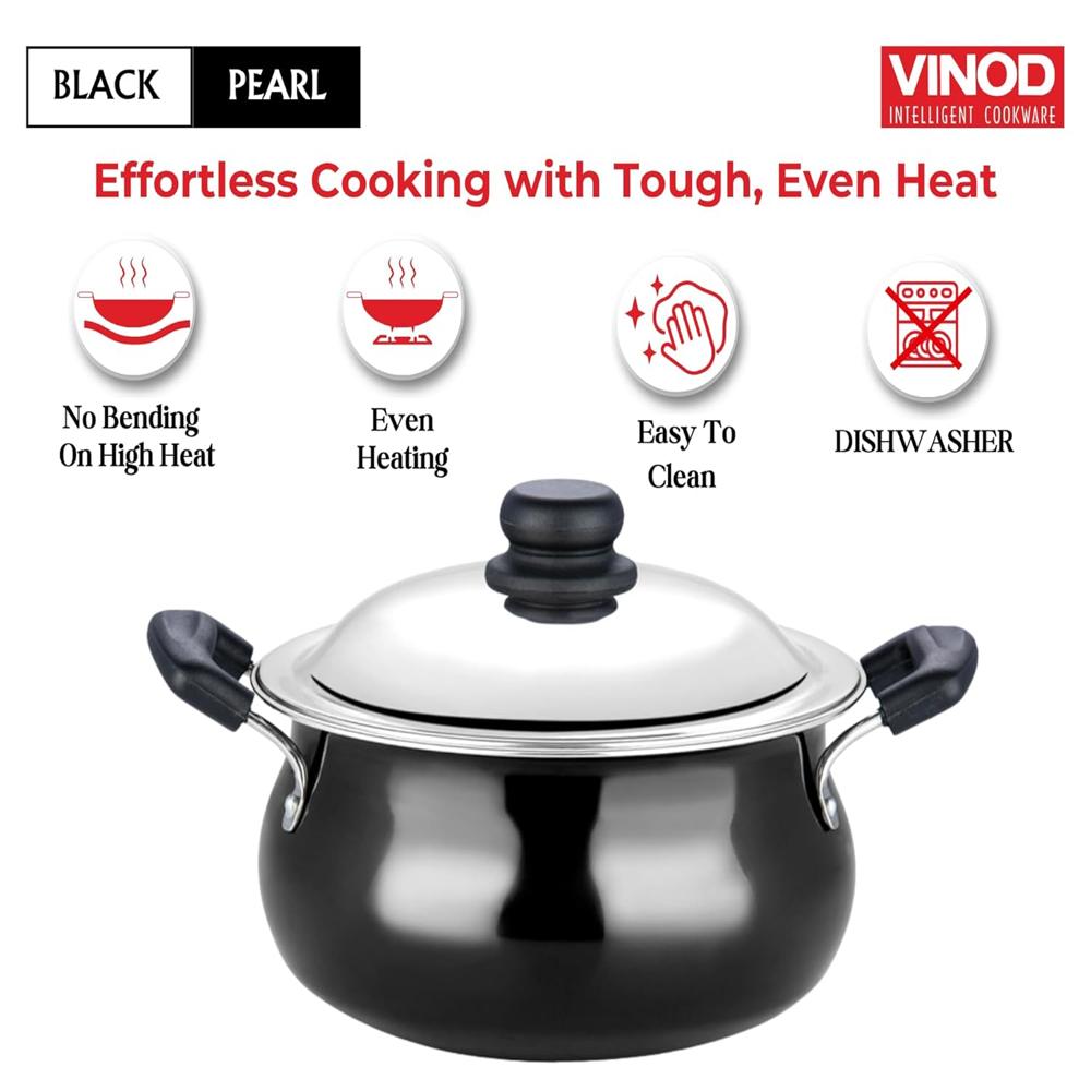Pearl Hard Anodised Non Stick Handi with Lid