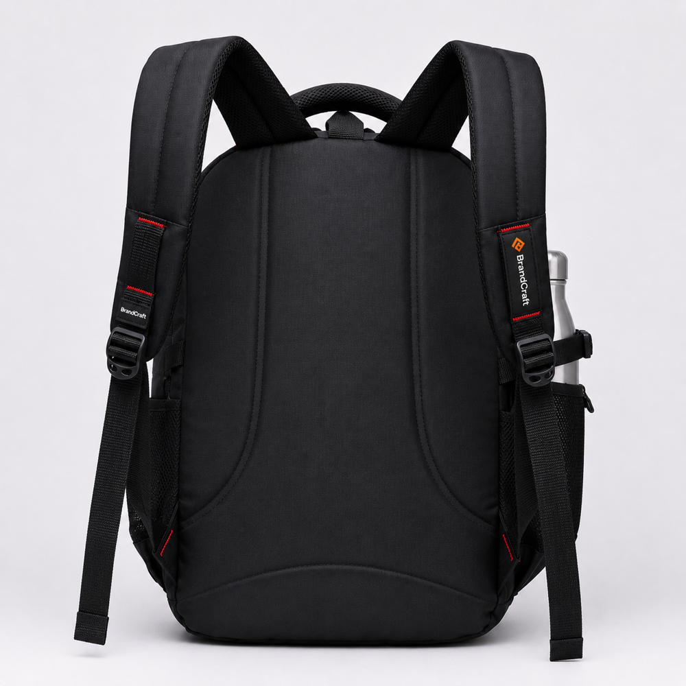 BrandCraft Premium Black Laptop Backpack | Water Resistant Office, College & Travel Backpack | 15.6 Inch Laptop Bag with Multiple Compartments