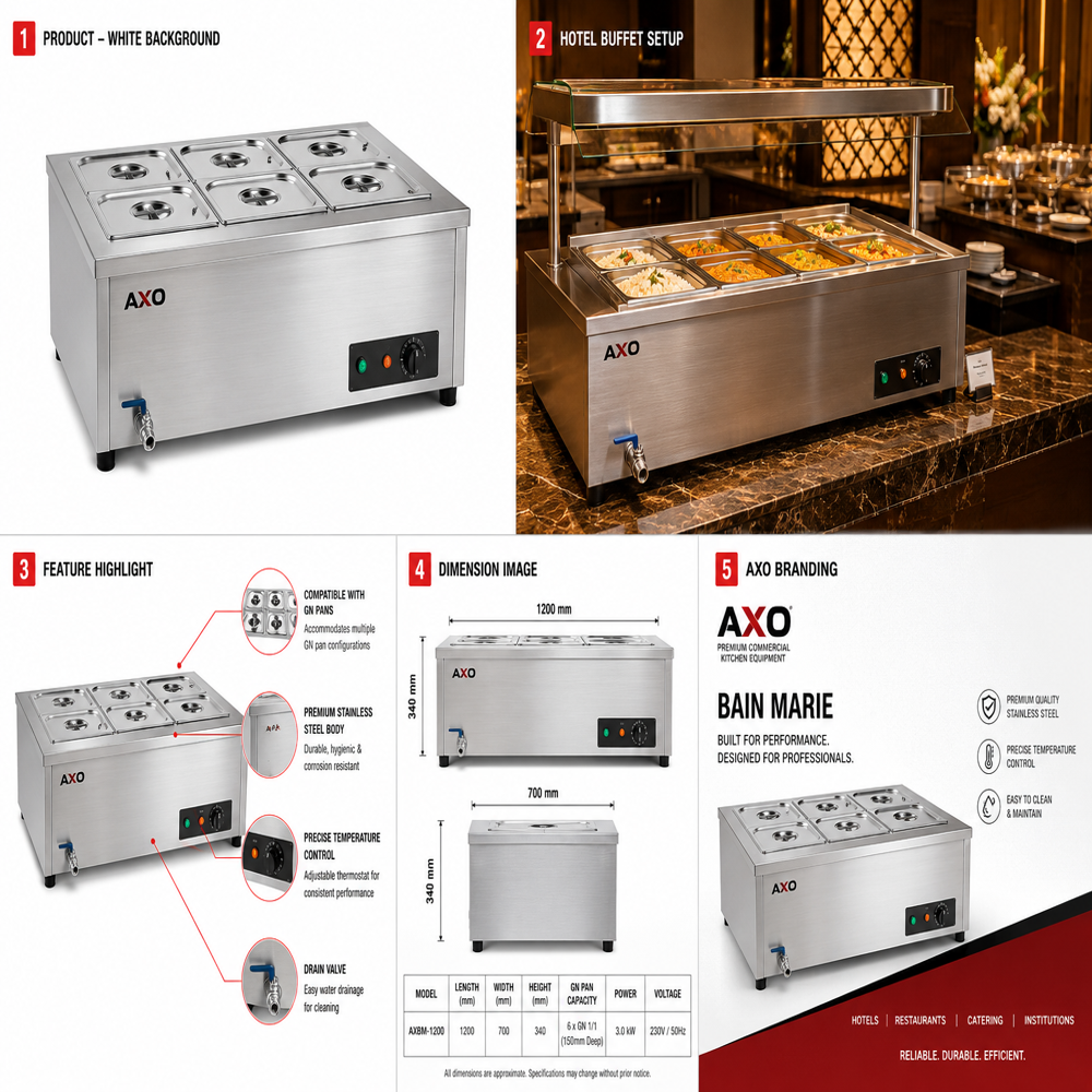 Table Top Bain Marie 4 Pans(5 Liter) - Capacity: 5 Ltr