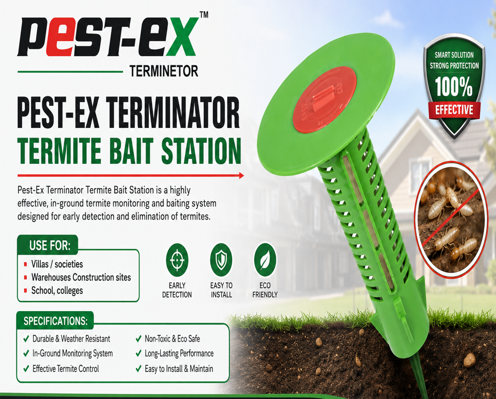 Pest-Ex Terminator Termite Bait Station Kit - ABS Plastic, Standard Size, Bright Green, Reusable, Odourless, Indoor & Outdoor Use